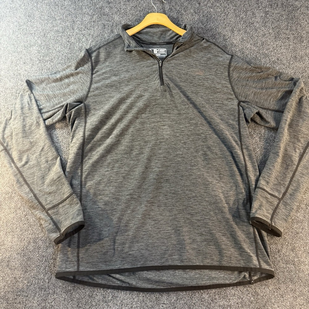 New Balance NB Dry 1/4 Zip Pullover Mens XL Gray Athletic Running Stretch Top